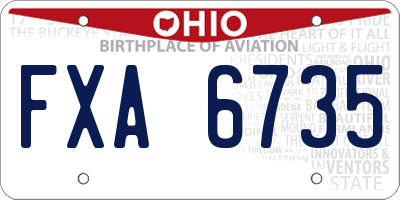 OH license plate FXA6735