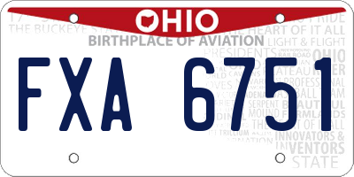 OH license plate FXA6751