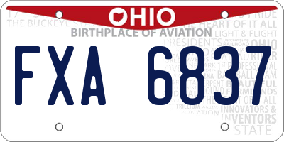 OH license plate FXA6837