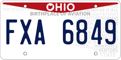 OH license plate FXA6849
