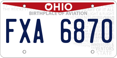 OH license plate FXA6870