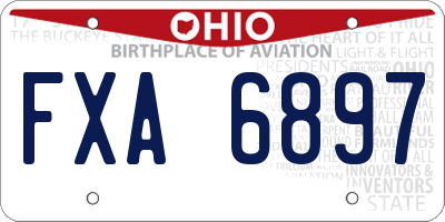 OH license plate FXA6897