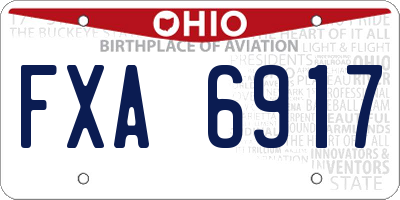 OH license plate FXA6917