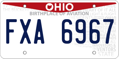 OH license plate FXA6967