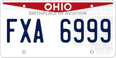 OH license plate FXA6999