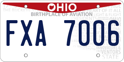 OH license plate FXA7006
