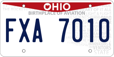 OH license plate FXA7010