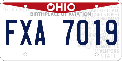 OH license plate FXA7019