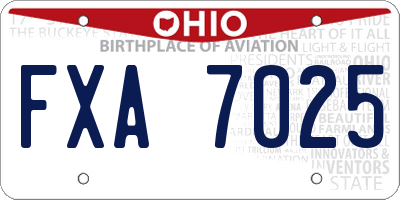 OH license plate FXA7025