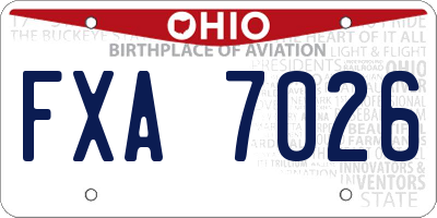 OH license plate FXA7026