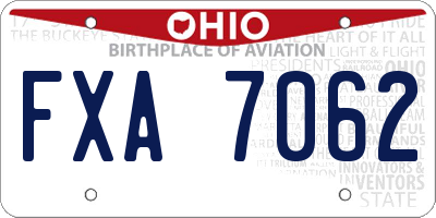 OH license plate FXA7062