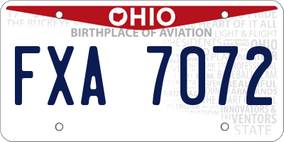 OH license plate FXA7072