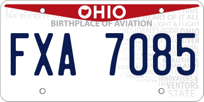 OH license plate FXA7085