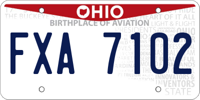 OH license plate FXA7102