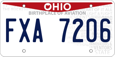 OH license plate FXA7206
