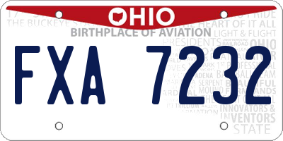 OH license plate FXA7232