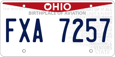OH license plate FXA7257