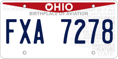 OH license plate FXA7278