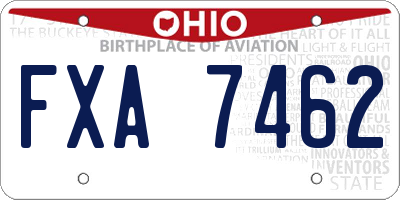 OH license plate FXA7462
