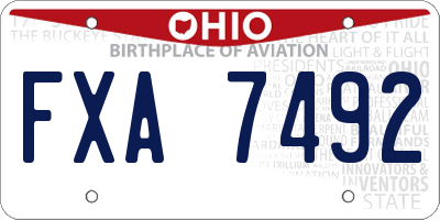 OH license plate FXA7492