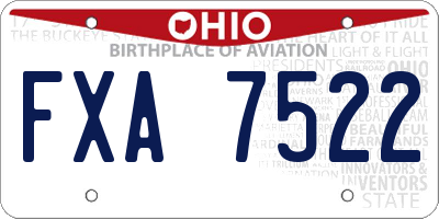 OH license plate FXA7522