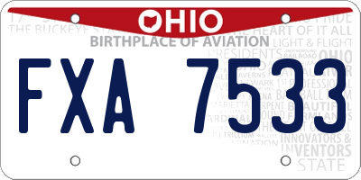 OH license plate FXA7533