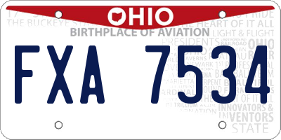 OH license plate FXA7534