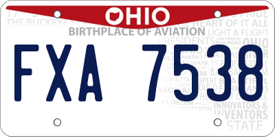 OH license plate FXA7538