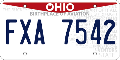 OH license plate FXA7542