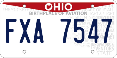 OH license plate FXA7547