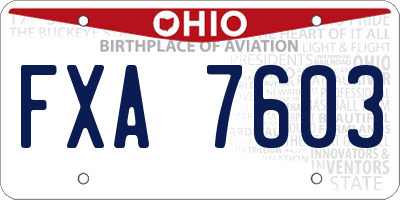 OH license plate FXA7603