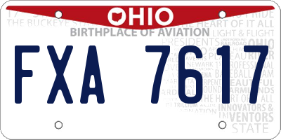 OH license plate FXA7617