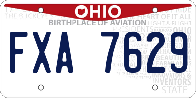 OH license plate FXA7629