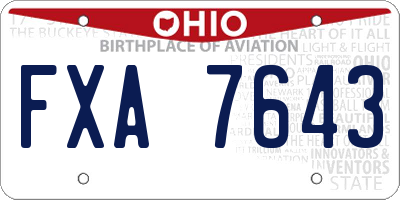 OH license plate FXA7643