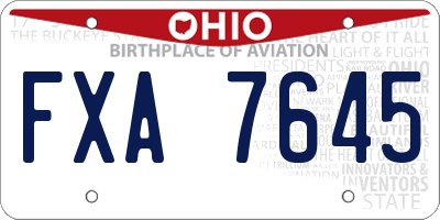 OH license plate FXA7645