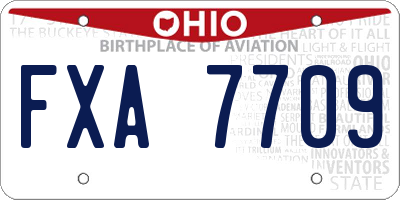 OH license plate FXA7709