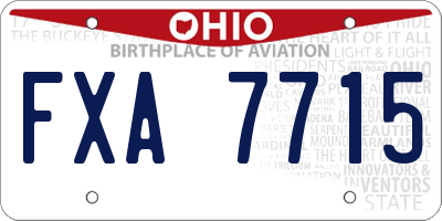 OH license plate FXA7715