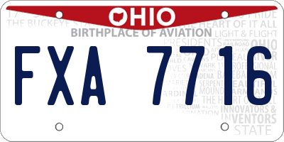 OH license plate FXA7716
