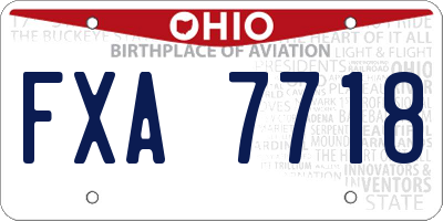 OH license plate FXA7718