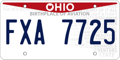 OH license plate FXA7725