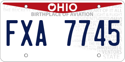 OH license plate FXA7745
