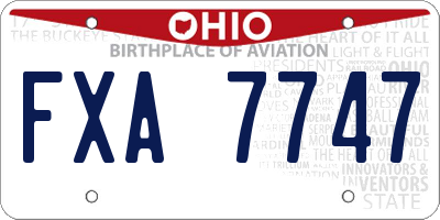 OH license plate FXA7747