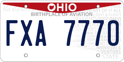 OH license plate FXA7770