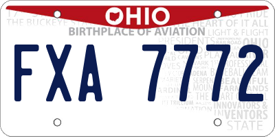 OH license plate FXA7772