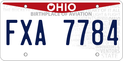OH license plate FXA7784