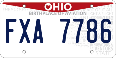 OH license plate FXA7786