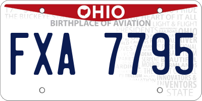 OH license plate FXA7795