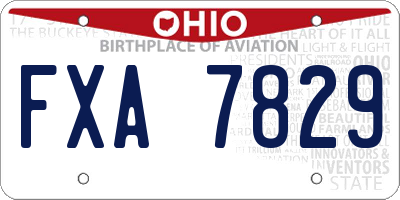 OH license plate FXA7829