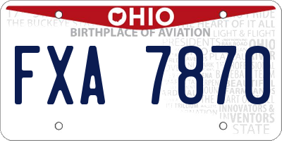 OH license plate FXA7870