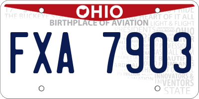 OH license plate FXA7903